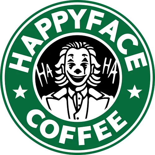 Happy Face Coffee - happy, coffee, parody, joker, villain, comic
