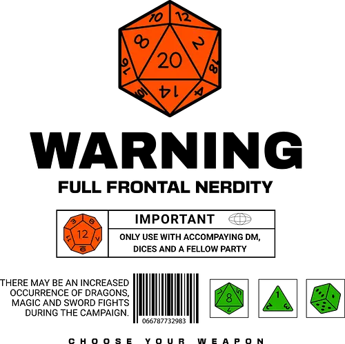 D20 Warnung - D20, Pen and Paper, Rpllenspiel, Pen & Paper, Pathfinder, Brettspiel, Würfel, Fantasy, Abenteuer, RPG, Quest, Nerd, Dungeon Master, Tabletop