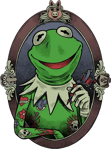 Tattoo Puppet Frog - frog, tattoo, puppet, classic, tv show, meme, fun, funny, movie, retro vintage, kids