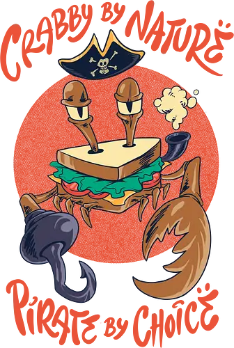 crimson crust  - animal, crab, pirates, cool, seafood, cool, sandwich, bread, zodiac