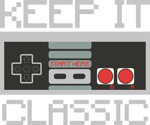 KEEP IT CLASSIC - retro, gaming, controller, vintage, nostalgia, pixelated, design, classic, monochrome, text