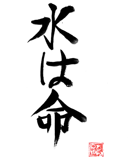 water is life - kanji, proverb, sumie, japan