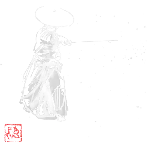 zan white - zan, sumie, japan, samurai