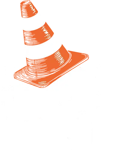 Skull clown - skull, clown, traffic cone, humor, macabre, quirky, surreal, contrast, illustration