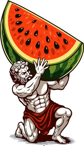 Wassermelonenatlas - Ästhetik, Atlas, Cool, Cooler Sommer, Essen, Lustig, Lustiges T-Shirt, Geek, Griechisch, Griechische Mythologie, Illustration, Sommer, Sommerstimmung, Vintage, Wassermelone