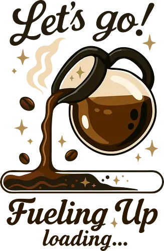 Let's Go Coffee wird geladen - Ästhetik, Barista, Getränk, Koffein, Kaffee, Kaffeeliebhaber, Kaffee-T-Shirt, cool, Tasse Kaffee, Essen, lustig, lustiges Kaffee-T-Shirt, lustiges T-Shirt, Humor, Illustration, Laden, Ladebildschirm, Pop-Art, lm2 kone