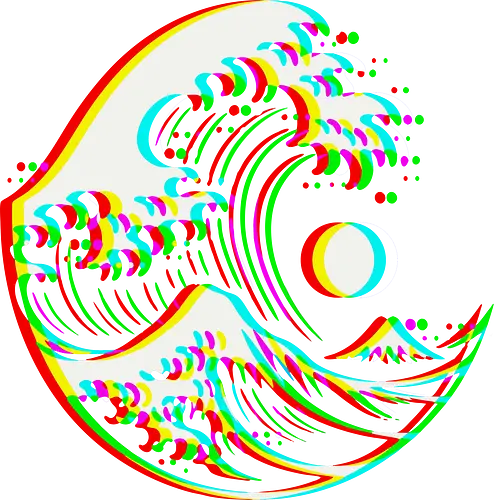 Disco Kanagawa Wave RGB - Ästhetik, Cool, Cooler Sommer, Disco, Lustig, Lustiges T-Shirt, Illustration, Japan, Kanagawa, RBG-Glitch, RGB, RGB-Glitch, RGB-Split, Sommer, Sommerstimmung, Die große Welle vor Kanagawa, Welle, lm2kone