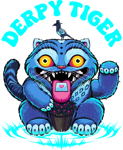 Derpy Money Tiger - derpy tiger stickers, blue derpy tiger, kpop demon hunters, kpop demon hunter, kpop, tiger, magpie, blue tiger, huntrix, saja boys, soda pop, my little soda pop