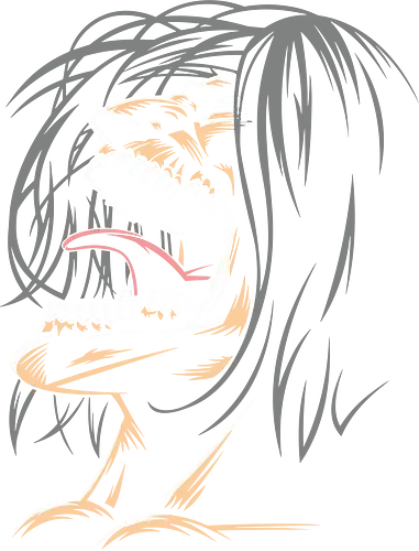 Attack Titan - monster, expression, graphic, design, stylized, sharp teeth, face, intense, minimal, bold line