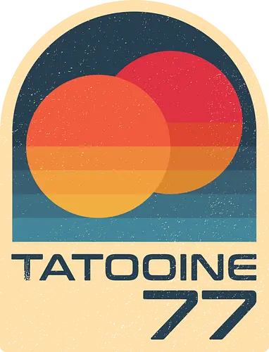 iconic-planet-with-double-sun - 1977, badge, galaxy, movies, retro, sci fi, science fiction, space, summer, sun, universe, vintage