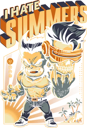 I Hate Summers - comic, funny, chibi, humor, parody, beach, vacation, sunshine, summertime, surfing, summer vibes, ice cream, sunset, sun, tropical, cartoon, adamantium, Antihero, hugh jackman, logan, Comic, retro, vintage, superhero, Superhero, Superhero, mutant, jean grey, cyclops, ryan reynolds, wade wilson, Magnet, proffesor x, scott summers