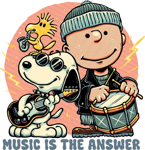 Music is the answer - Cute, cartoons, comics, beagle, character, music
