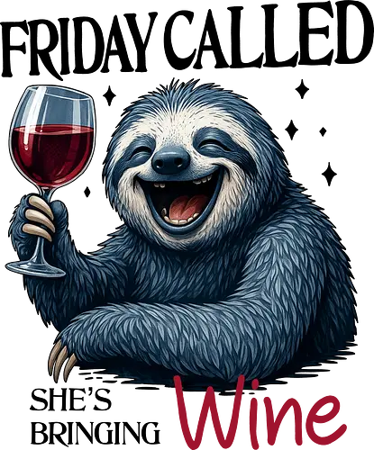 Friday Called - friday vibes, wine humor, funny quote, weekend mood, relatable, meme, sloth, office life