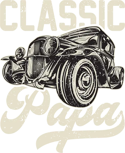 Classic Papa - vintage car, retro design, classic automobile, dark background, typography, antique, vehicle illustration, nostalgic, retro font, stylish design