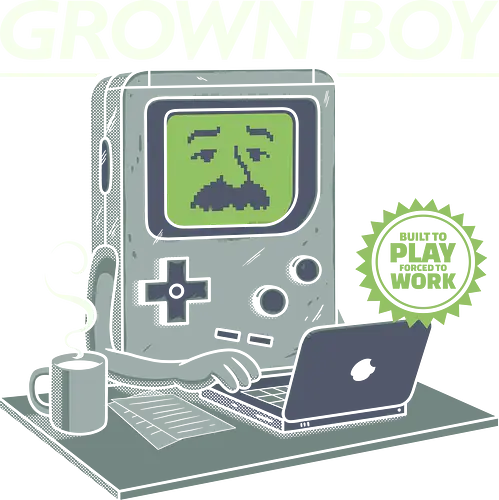 Grown Boy - retro gamer, 8bit, funny, gamerlife, gaming, geek, nerd, nostalgia, office, old school, retro, sarcasm, tech, video game, vintage