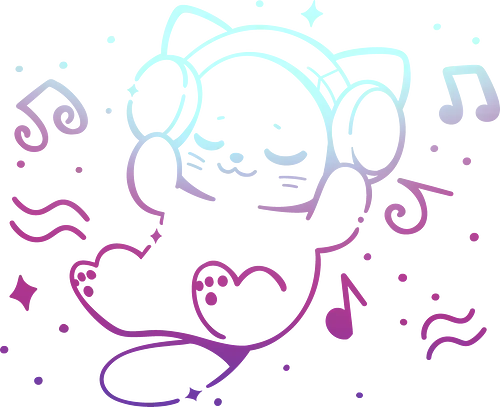 Vibing with Music - vibes, vibing, musik, aesthetic, katze, niedliche musik, kawaii, ästhetik, goth, kopfhörer, lofi inspiriert, chillen, entspannen, relaxen, neonkatze, raum, music, cat, cute music