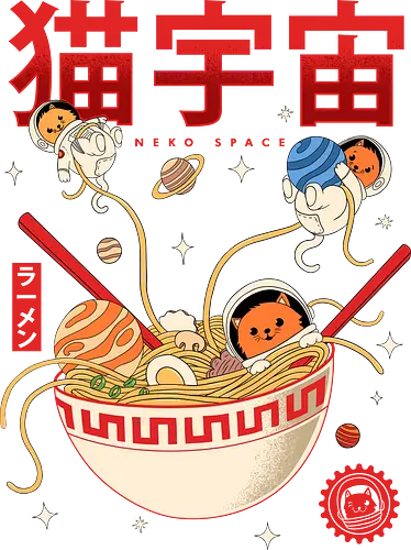 Neko Space - Ramen Adventures - cat, anime, astronaut, cosmos, cute cats, food, galaxy, japanese, kitten, kitty, noodles, ramen, space, stars, planets