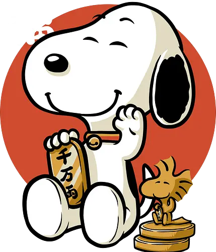 Luck Money Beagle - Money, Cereal, Lucky Cat, Lucky, Good Luck, Luck, Japanese, Kanji, Classic, Vintage, Retro, Retro Vintage, Comic, Comics, Dog, Pet, Bird, Gold