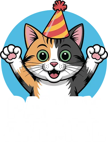 Pawty Animal - cat, party, hat, cartoon, celebration, festive, cute, playful, fun, graphic