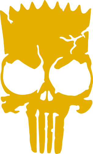 Bart Simpson Skull Superhero Mashup - Bart Simpson, Superhero, skull, mashup, The Simpsons, Comic, comic, cartoon, edgy art, pop culture, fan art, crossover, rebellious, iconic, yellow skull, graphic print, cool design, anti-hero, animated, unique gift
