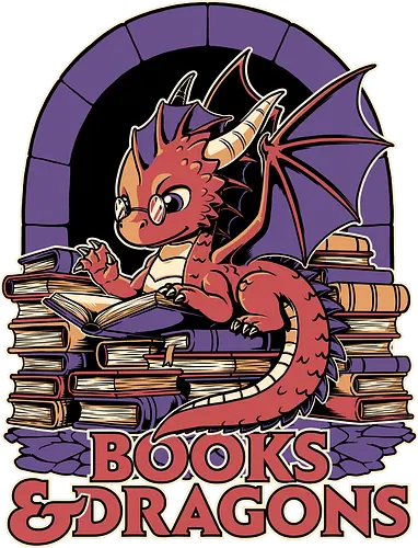 Books and Dragons  - dragon, books, library, nerd, rpg, d20, dungeon master, role-playing game, tabletop, game master, nerd, geek, hoard, fantasy, adventure