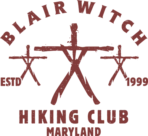 Blair Witch Hiking Club Vintage - blair witch, hiking club, 90s horror movie, 90s movies, blair witch project, forest, campfire, found footage, horror, paranormal, skull, witch