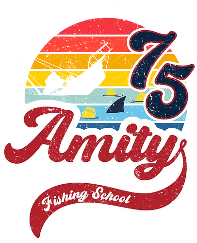 Amity island fishing school - retro, jaws, shark, 70s, movies, films