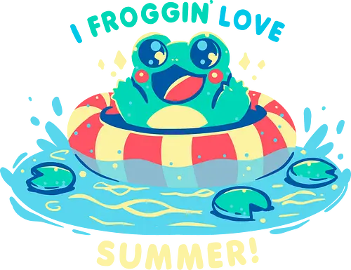 I Froggin Love Summer - Frosch, Sommer, kawaii Frosch, lustiger Frosch, Sommerfrosch, Froschkern, niedliches Wortspiel, frog, summer, kawaii frog, funny frog, summer frog, frogcore, cute pun