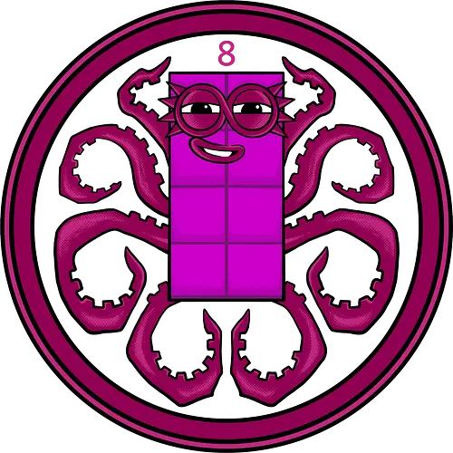 hail octoblock - octopus, logo, mascot, cartoon, kids, cool, fun, funny, smile, happy, superhero, villain