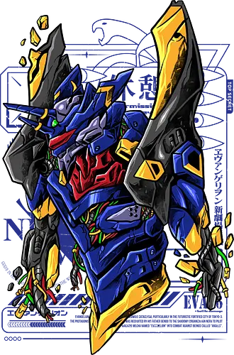 blue devil  - robot, mecha, japaneseart, mechanics, humanoid, futuristic, cyberpunk, artwear, streetwear, monster