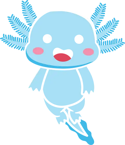 Axolotl blue - axolotl, cartoon, cute, blue, pink cheeks, gills, smile, friendly, adorable