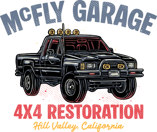 McFly Garage - Movie, film, retro, sci-fi, science fiction, time travel, cars