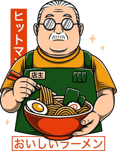 Chubby Guy Ramen - ramen noodles, japanese art, japanese food, otaku, ramen bowl, sakamoto's store, taro sakamoto, anime, manga, ramen, noodles, lu shaotang, shin asakura, sakamoto days