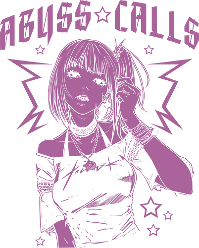 Abyss Calls Grunge Aesthetic Anime Girl Art Print - Abyss Calls, anime girl, grunge aesthetic, trendy anime, edgy, mysterious, stylish, manga art, anime art, alternative fashion, pop culture, fan art, vaporwave, gothic anime, Japanese street fashion, anime print, rebellious, dark anime, aesthetic, unique design