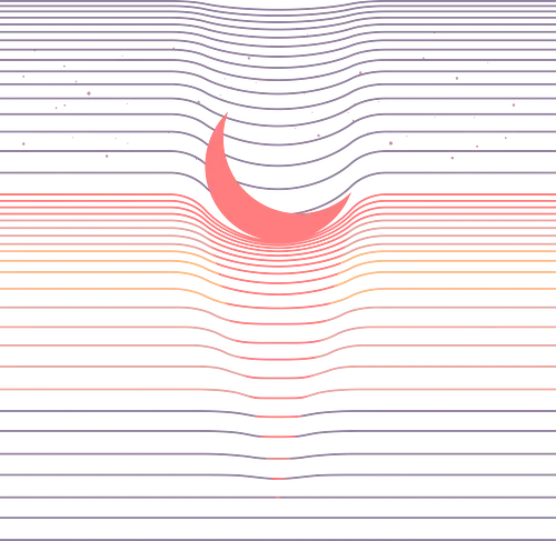 Moonfall - Space, moon, stars, geometric, minimal, minimalism, gravity, black hole, starry night, pastel colors, pastel, sunset, half moon, minimalist