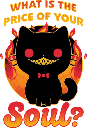 Cat Buys Souls - Cat, Black, Black Cat, Demon, Devil, Creepy, Fluffy, Pet, Sarcasm, Joke, Evil, Fire, Sinister, Soul