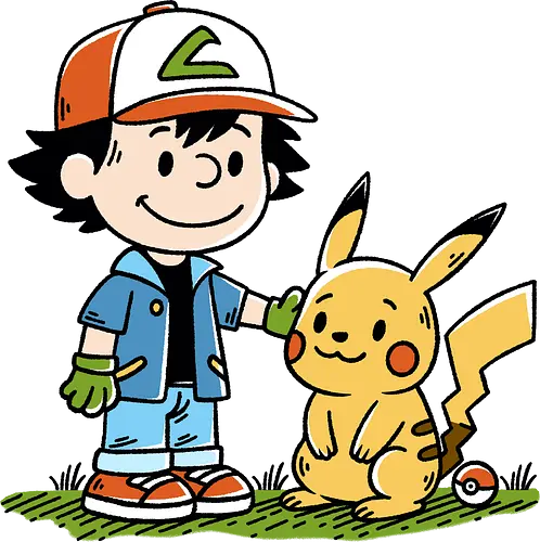 Strong Friendship - pocket monsters, monster, trainer, ash, cute, friends, friendship, nostalgia, retro, vintage, peanuts, mashup, mash up, fun, funny, humor, 90s, 1900s, anime, manga, video games, game, gaming, gamer