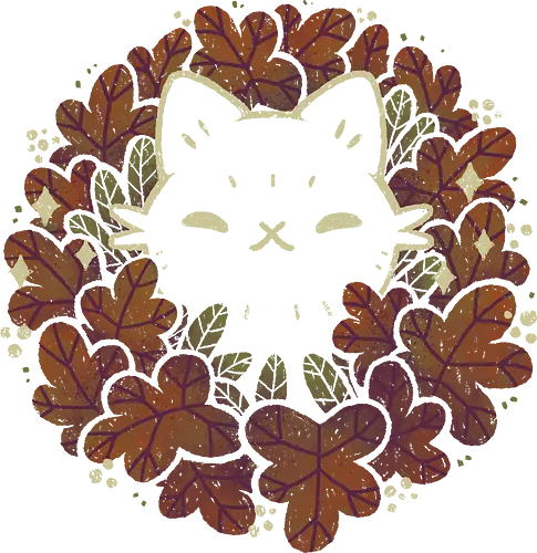 Cute Black Cat in Autumn Leaves Wreath - leaves, cute cat, autumn vibes, autumn, black cat, fall, wreath, season, leaf, warm, love, nature, orange, kawaii, xmorfina