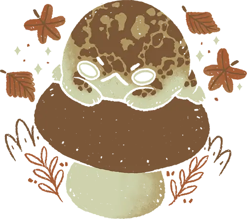 Cute Rain Frog in Autumn - angry, xmorfina, cute rain frog, rain frog, autumn, grumpy, leaves, frog, breviceps, autumn vibes, fall, mushroom, kawaii, bad, nature