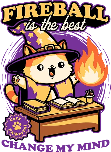 Wizard Cat Fireball - cat, magic, magical, fireball, ritual, mage, wizard, sorcerer, rpg, role-playing game, role-play, Role-playing, pet, Pen and Paper, d20, fun, funny, cute