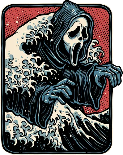 Ghost Wave - Horror, villain, horror movies, retro, Japan, waves, mash up, funny, humor