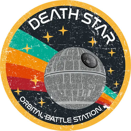 Orbital battle station - retro, vintage, moon, galaxy, space, movies, 70s, 80s, science fiction