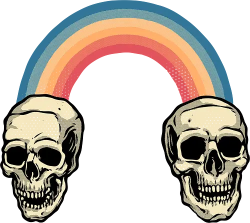 Rainbow Skulls - Rainbow, skulls, skeleton, cute, colorful
