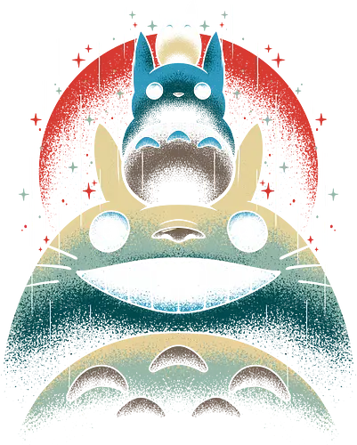 My Neighbor and Friends  - cartoons, my neighbor totoro, japan, anime, vintage, famous anime, movie, kids, kitten, retro, retro vintage, cats, cat, kitty, cute, animation, ukiyoe, ukiyo e