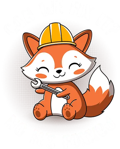 Can we fix it fox - fox, cute, builder, fix it, kawaii, chibi, funny, puns, fox with spanner, diy, do it yourself, cute animals, construction