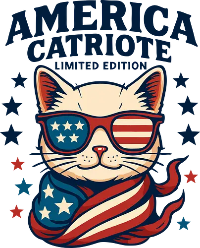America Catriote limitierte Auflage - Amerikanischer Stolz, Katze, Katzenfreund, Katzen, süß, lustig, Illustration, 4. Juli, Kätzchen, Miau, Veteranentag, 4. Juli, Ästhetisch, Amerika, Amerikanische Flagge