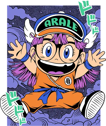 jumping arale  - anime, manga, songoku, Dragon, saiyan, supersaiyan, arale, drslump, parody