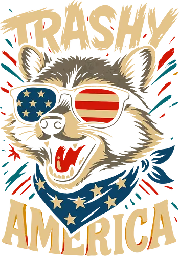 Lustiger Trashy America Waschbär - 4. Doktor, Ästhetik, Amerika, Amerikaner, Amerikanischer Stolz, Lustig, Lustiges T-Shirt, Illustration, 4. Juli, Made in USA, Patriot, Patriotisch, Waschbär, Waschbären, Trashig, Trashiger Humor, USA, lm2kone