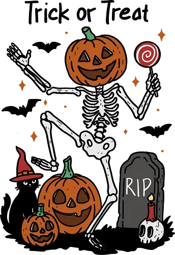 Trick or Treat Dance - Halloween, bat, night, trick or treat, pumpkin, spooky, scary, funny, skeleton, skull, tombstone
