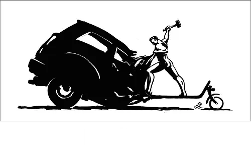 SUVs zu Lastenrädern - Rückenaufdruck